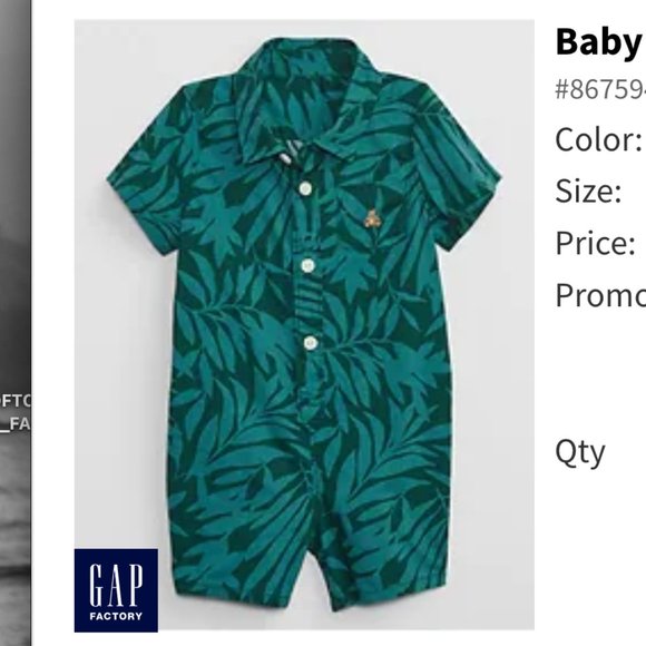 GAP Factory Other - Baby GAP Pocket Shorty Tropical Green